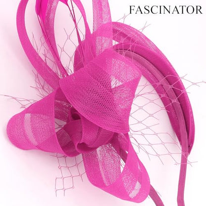 Fascinators Hats for Women, Fascinator Headband Tea Party Hat - color: Hot Pink