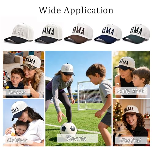 Women’s Mama Trucker Hat Trendy, Embroidered Adjustable Mom Baseball Cap, Two-Tone Ponytail Hat for Outfits - color: Leopard