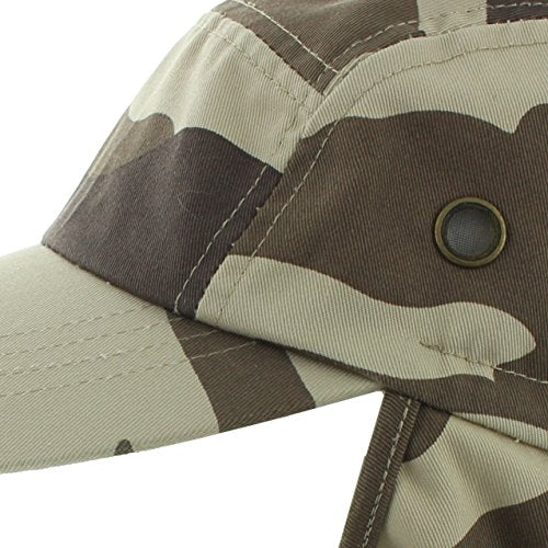 JFH 4 Panel Adjustable Outdoors Fishing Cap with Ear and Neck Flap Sun Cover Unisex - color: Desert Camo