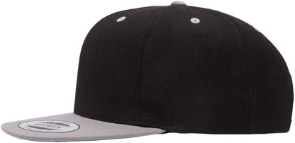 YP Classics 6089 Wool-Blended 6 Panel High Profile Flatbill Snapback Cap - color: Black/Silver