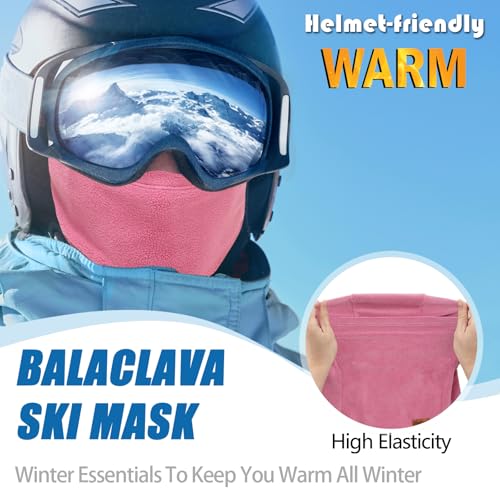 Winter Balaclava Ski Mask for Men Women - Windproof Thermal Face Mask for Snowboard Cycling Running for Cold Weather - color: Black/Rose Pink