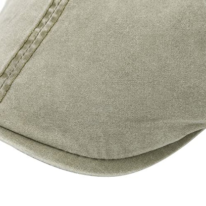 VOBOOM Cotton Washing Flat Cap Cabbie Hat Gatsby Ivy Irish Hunting Newsboy - color: Washed Khaki