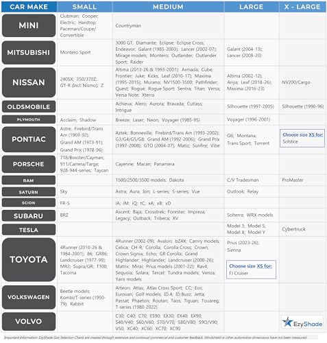 EzyShade Car Windshield Sun Shade. See Vehicle Size-Chart. Medium (M) Size - size: Medium