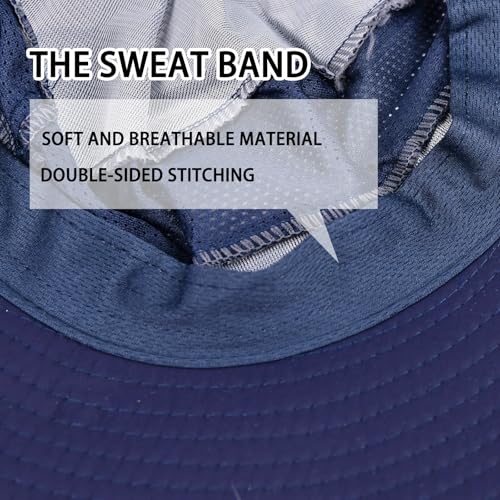 ZOORON Sun Hats for Men Women with Neck Flap Fishing UPF 50+ UV Protection - color: Navy Blue (With Face Cover)