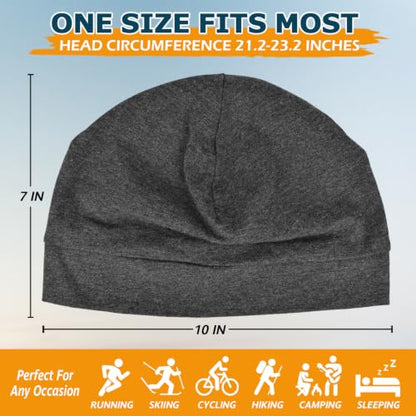 Headshion 100% Cotton Skull Caps Beanie Sleeping Hats for Men Women - color: Black & Grey