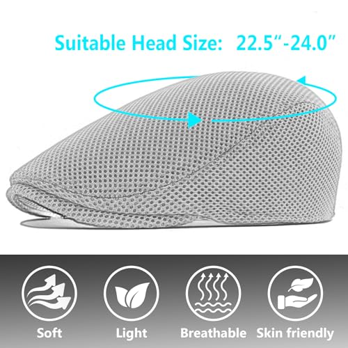 meioro Men's Mesh Flat Cap Summer Breathable Newsboy Hats Beret Ivy Cap Gatsby Irish Cabbie Driving Hat Full Head Wrap - color: Yellow