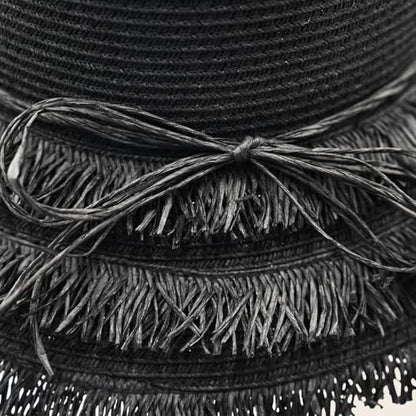 Panama Jack Women's Sun Hats - Paper Braid Straw, Assorted Styles - color: Black Bucket Hat