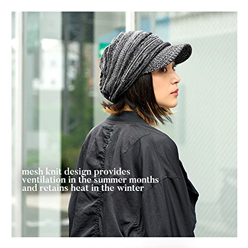 CHARM Mens Brimmed Knit Beanie Hat - color: Black