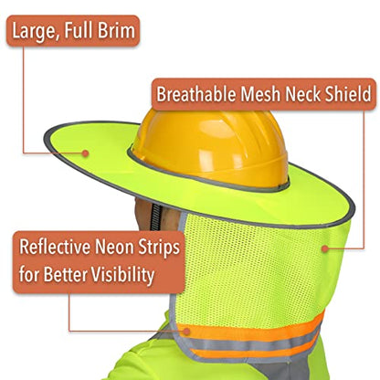 UNCO- Hard Hat Sun Shield, Full & Standard Brim Mesh Sunshade - color: Yellow, size: 1 Pack