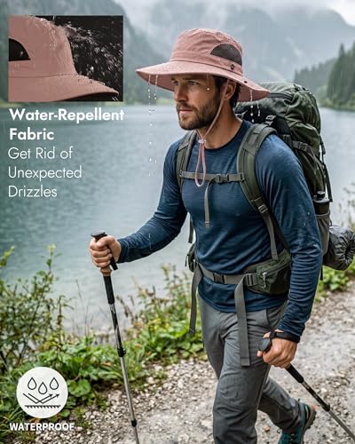 Sun Hats for Men Women UV Sun Protection Waterproof Wide Brim Bucket Hat - color: Dusty Purple