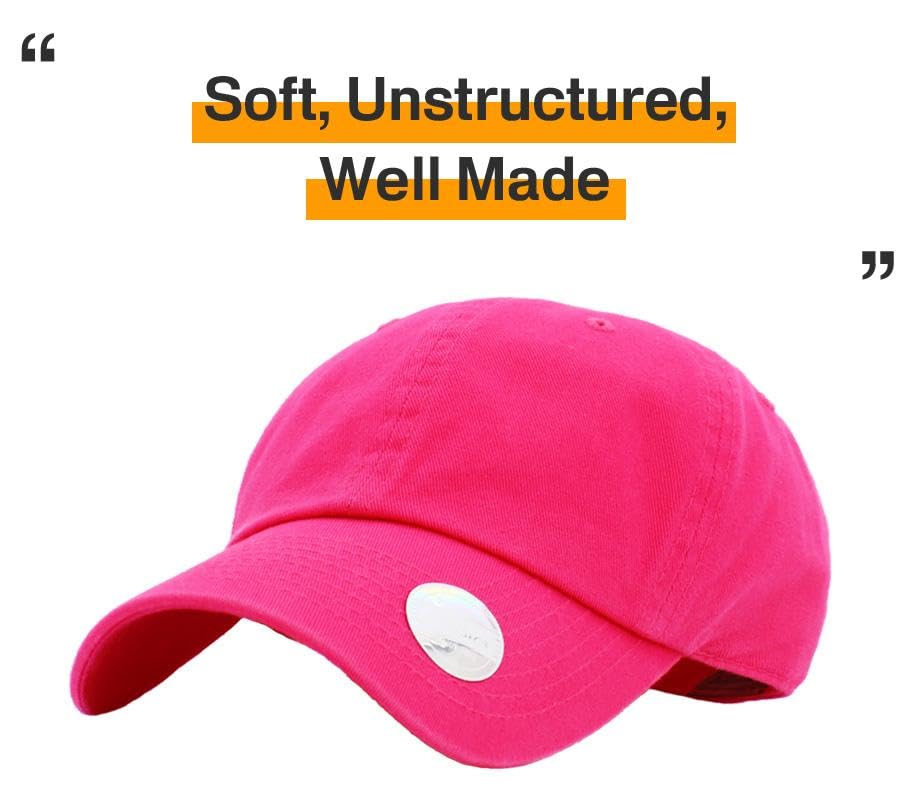 KBETHOS® Classic Washed Cotton Baseball Cap - color: Hot Pink