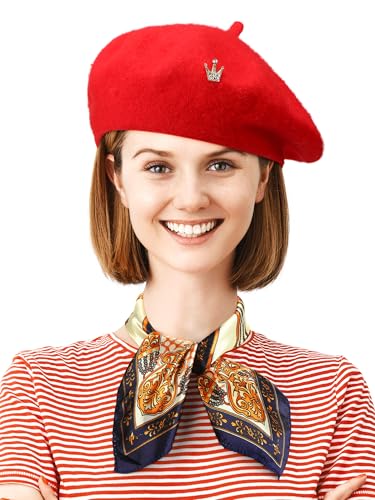 3 Pcs Beret Hats for Women - color: Red