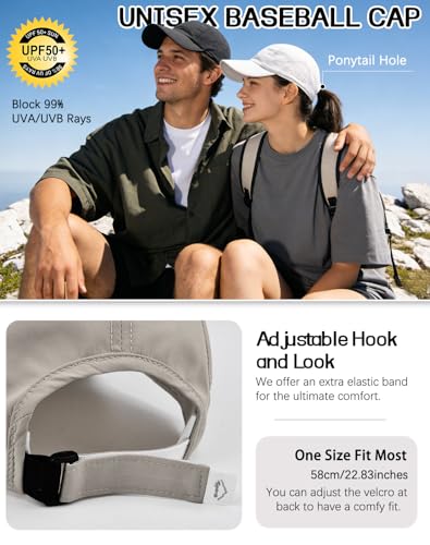 ZOORON Water-resisitant Baseball Cap Men Women, Quick Dry Running Hat, Lightweight Outdoor Plain Baseball Cap, Soft Brim - color: Khaki