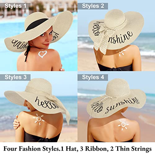 Sun Hats for Women, Summer Wide Brim Straw Beach Hat - color: Light White, size: Large