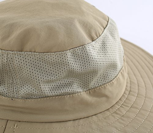 Home Prefer Outdoor UPF50+ Mesh Sun Hat Wide Brim Fishing Hat with Neck Flap Sun Hat for Men Women - color: Khaki