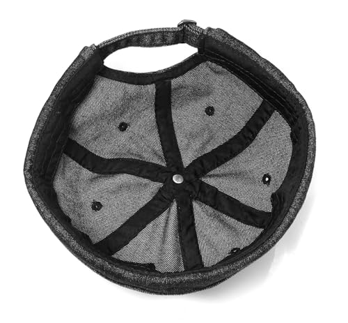 Classic Denim Skull Cap for Men Adjustable Brimless Beanie Hat for Everyday Casual Wear - color: Black