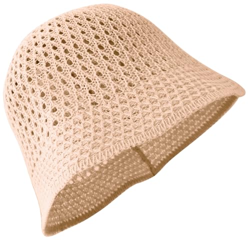 Women's Beach Bucket Hat Fisherman Cap Hollow Mesh Lightweight Breathable Sun Hat for Summer - color: Hollow Khaki