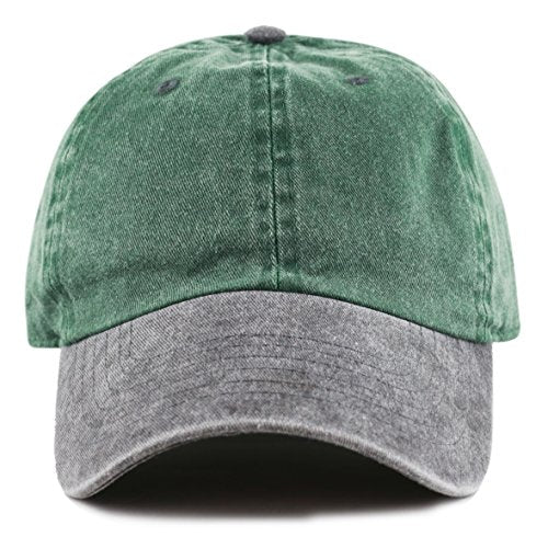 The Hat Depot 100% Cotton Pigment Dyed Low Profile Dad Hat Six Panel Cap - color: Green