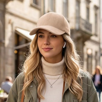TOPTIE Suede Baseball Cap Hat, Adjustable 6 Panel Structured - color: Beige