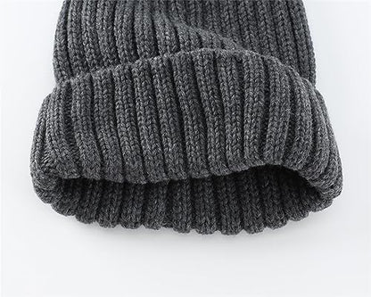 Connectyle Women's Rib Knit Cuffed Beanie Hat Stretch Acrylic Winter Hat Thick Warm Snow Ski Cap - color: Dark Grey