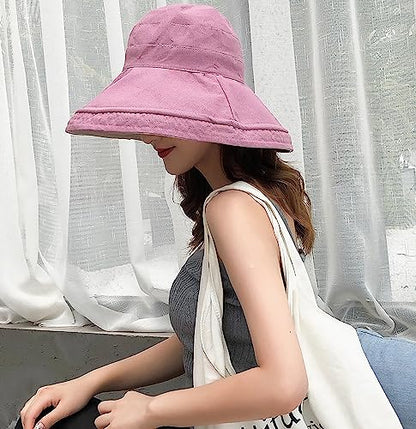 Women Wide Brim Sun Hats Metal Wired Edge Summer UV Protection Beach Fishing Hat for Hiking Garden Travel Chin Strap - color: Lant001-pink, size: One Size