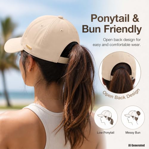Women's Wide Brim Sun Visor Hat, UPF 50+ UV Protection Adjustable Cap - color: Beige+khaki
