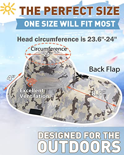 Tirrinia Neck Flap Fishing Safari Cap for Men - color: #Digital Grey