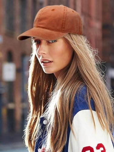 Edoneery Baseball Cap for Men and Women, Low Profile Washed Cotton Dad Hat - color: Orange