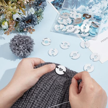 WADORN 48Pcs 8 Styles Acrylic Hat Pom Pom Removable Button, Flat Round Pom Pom Base Sheets for Fixing The Pom Pom in Place Hat Pom Pom Keepers Holders for Knit Beanies and Toques, Clear - color: Clear