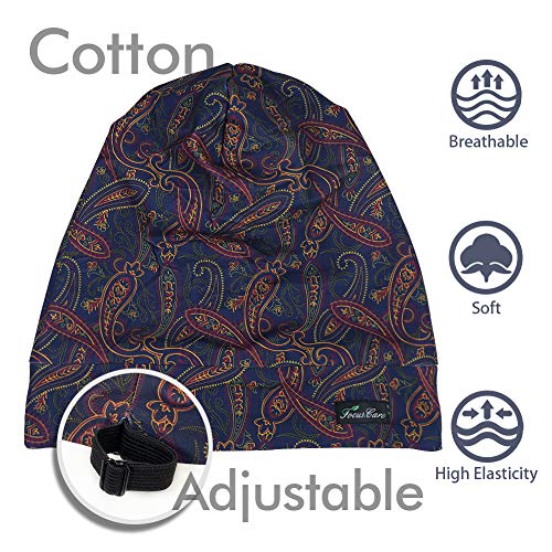 Adjustable Satin Lined Sleep Cap for Dreadlocks Curly Hair Large Head-Stay On Overnight - color: Black With Dark Heather Grey