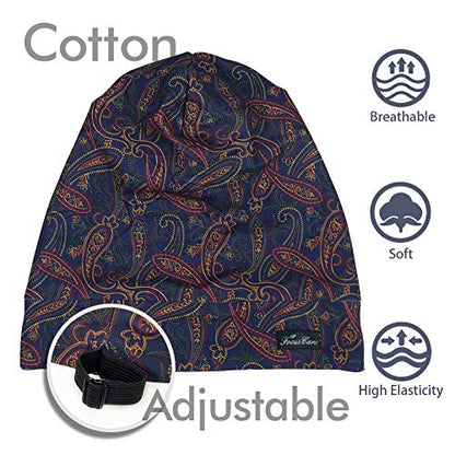 Adjustable Satin Lined Sleep Cap for Dreadlocks Curly Hair Large Head-Stay On Overnight - color: Black With Dark Heather Grey