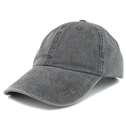 Trendy Apparel Shop Low Profile Unstructured Pigment Dyed Cotton Twill Baseball Cap - color: Black