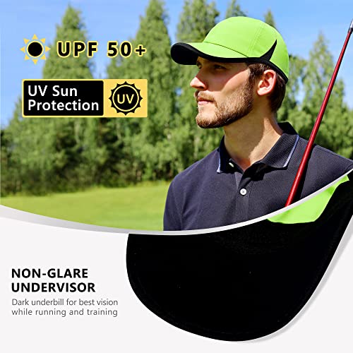 GADIEMKENSD Performance Running Hat, Stretchy Fabric with Vented Mesh for Outdoor Workouts - color: Fluorescent Green
