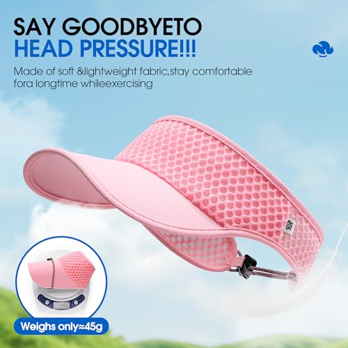 AUSFLUG Sun Visor Hat Men Women - Moisture Wicking Lightweight Sports Cap - color: Pink