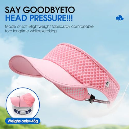 AUSFLUG Sun Visor Hat Men Women - Moisture Wicking Lightweight Sports Cap - color: Pink