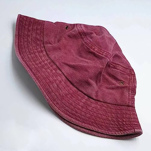 Premium Cotton Bucket Hats,Packable Hats for Men Women,Summer Bucket Hat,Fishing Sun Hats - color: Wine