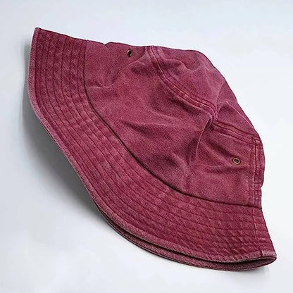Premium Cotton Bucket Hats,Packable Hats for Men Women,Summer Bucket Hat,Fishing Sun Hats - color: Wine