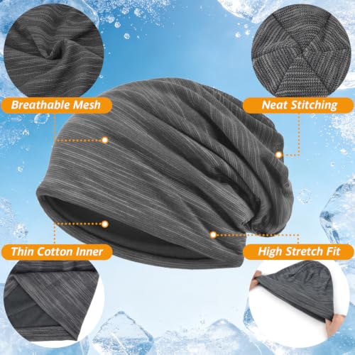 EINSKEY Slouchy Beanie for Men Women, Cotton Multipurpose Daily Headwear - color: Back & Grey