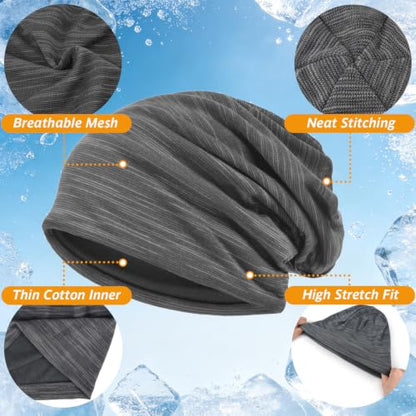 EINSKEY Slouchy Beanie for Men Women, Cotton Multipurpose Daily Headwear - color: Back & Grey