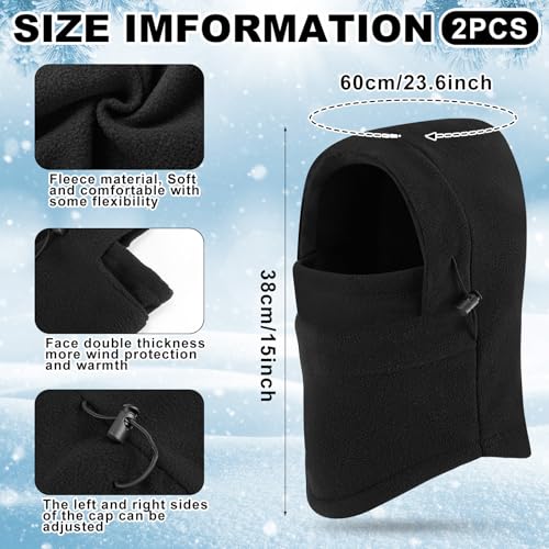 Frienda 2 Pcs Balaclava Ski Mask Windproof Warmer Fleece Adjustable Winter Mask Face Cover for Men Women - color: Black