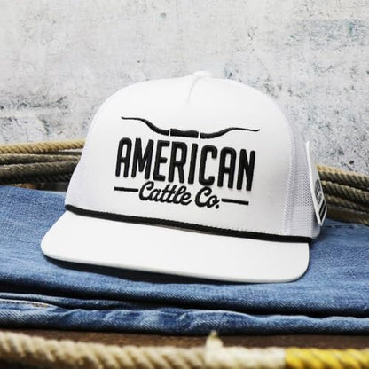 Longhorn Adjustable Snapback Western Hat - color: White/Black