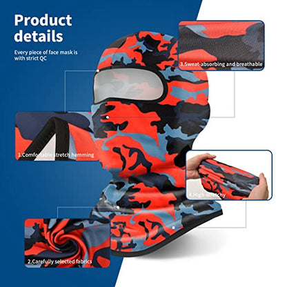 YESLIFE Summer Balaclava Ski Mask for Men&Women, Face Mask - color: Camo Red