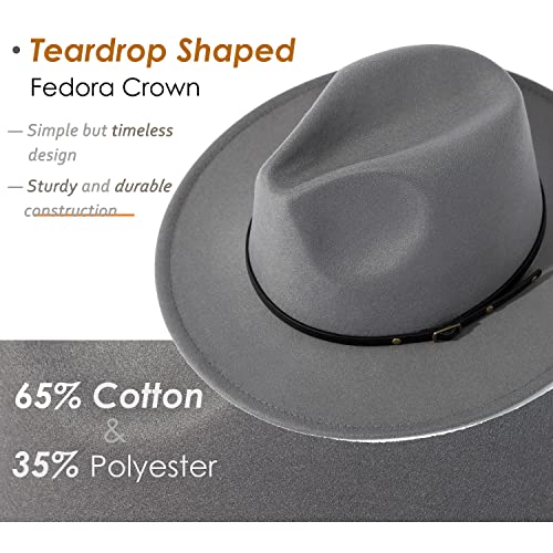 Lisianthus Women Belt Buckle Fedora Hat - color: Grey