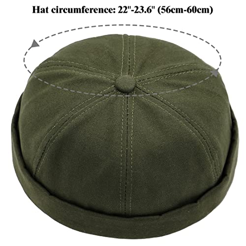 Glamorstar Dome Brimless Hats for Women Men Sailor Docker Beanie Cap Hip Hop Hats - color: Dark Green