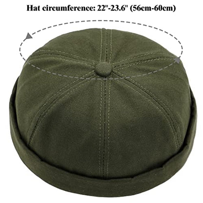 Glamorstar Dome Brimless Hats for Women Men Sailor Docker Beanie Cap Hip Hop Hats - color: Dark Green