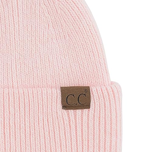 C.C Fuzzy Beanie for Women Unisex - Acrylic Stretchable Soft Warm Knit Winter Skully Hat - color: Angora-pink