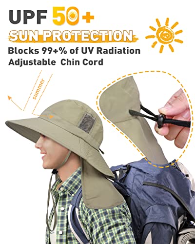 Tirrinia Neck Flap Fishing Safari Cap for Men - color: # Olive