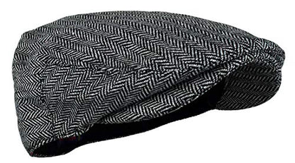 Wonderful Fashion Men's Classic Herringbone Tweed Wool Blend Newsboy Ivy Hat (Large/X-Large, Charcoal) - color: Grey, size: Large-X-Large