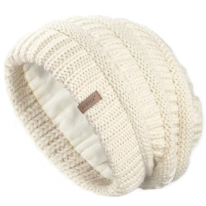 FURTALK Winter Hats for Women Fleece Lined Knit Beanie Hats Slouchy Warm Beanies Ski Skull Cap - color: Beige