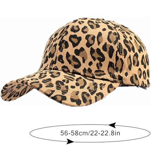 Women's Men's Fashion Baseball Cap Adjustable Strapback Hats Dad Hat Visor Sports Hat - color: Khaki Leopard